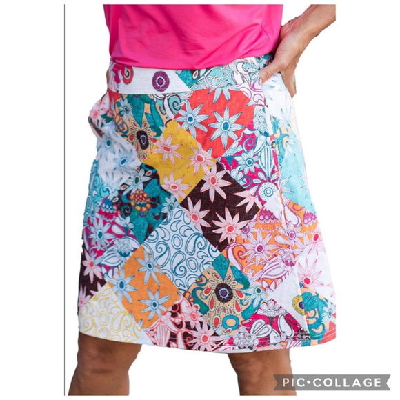 EUC Rip Skirt Women Hawaii Patchwork Wrap Skirt Travel Summer Multicolor Size Lg - Picture 8 of 8